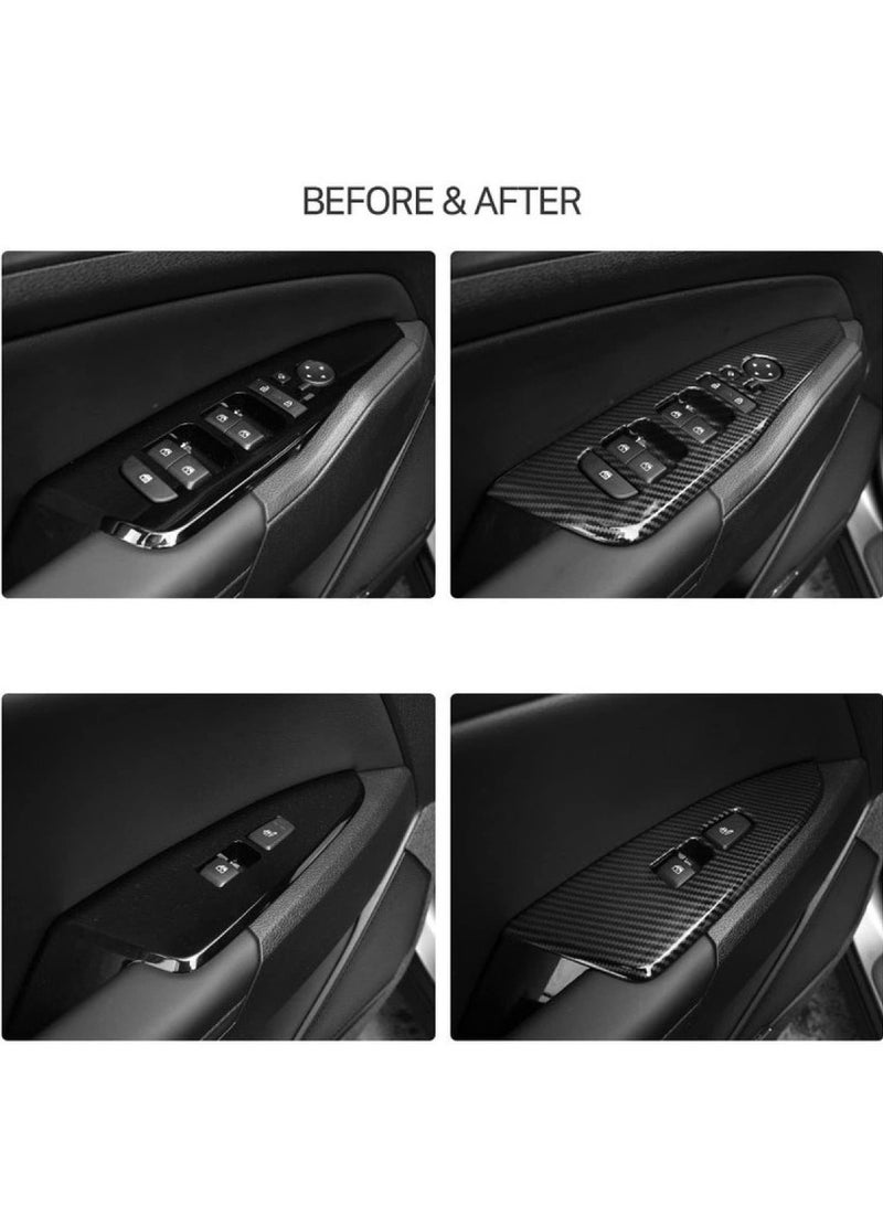 KISSUN for 2023-2025 Kia Sportage Hybrid Carbon Fiber Style Interior Side Windows Lift Door Panel Frame Cover Trim LHD 6-pc - Image 2